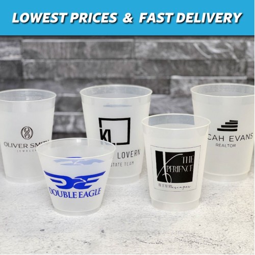 Custom Logo Frost Cups,  Customizable Drinkware for Promotions, and Events, Stylish Drinkware for Branding and Marketing