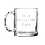 Custom Clear Glass Coffee Mug with Handle | Laser Engraved Logo Mug | Personalized Couple Gift