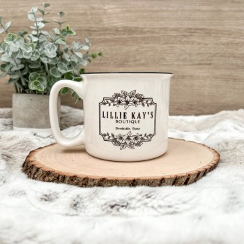 Logo Mug | 18lz | Dishwasher Safe | Microwave Safe | camper style mug | small Company Identifier mug