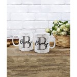 Personalized Name and Initial Mugs - Women and Men - White Ceramic Coffee Cup 11lz & 15lz - Full Wrapped Mugs - Marble Pattern - 6 Colors