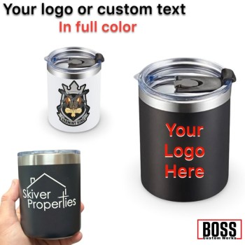 Personalized Painted 12lz Lowball Tumbler, Full Color Logo,  Add Client's Logo, Wholesale Tumblers, Cooperate, Custom Printed Color, UV Printed.