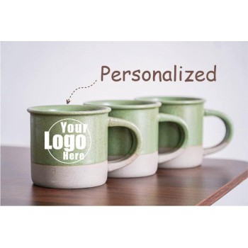 Natural Engraved Mugs, Custom Company Logo Coffee Mugs, Company Logo Gifts, Pottery Mug for Staff Appreciation, Personalized Logo Coffee Mug