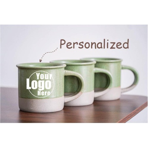 Natural Engraved Mugs, Custom Company Logo Coffee Mugs, Company Logo Gifts, Pottery Mug for Staff Appreciation, Personalized Logo Coffee Mug