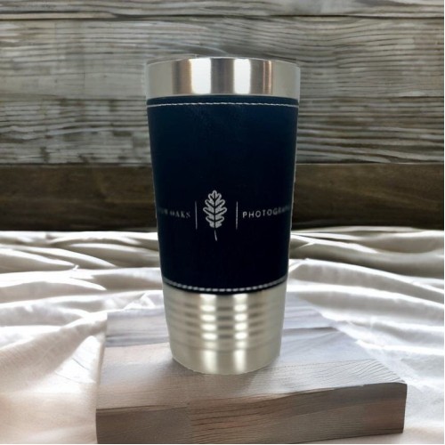 Black Leather Tumbler Wrap, Corporate Bulk Gifts, 20lz Personalized Mug, Branded Corporate Gifts, Custom Tumblers, Company Logo Gifts