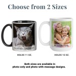 Personalized Photo Mug with Message - 11lz  W/ Colored Handle - 15 lz All White Mug - Custom Photo Coffee Mug - Choose From 6 Handle Colors