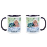 Personalized Photo Mug with Message - 11lz  W/ Colored Handle - 15 lz All White Mug - Custom Photo Coffee Mug - Choose From 6 Handle Colors