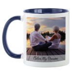 Personalized Photo Mug with Message - 11lz  W/ Colored Handle - 15 lz All White Mug - Custom Photo Coffee Mug - Choose From 6 Handle Colors