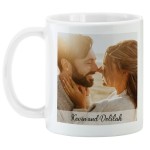 Personalized Photo Mug with Message - 11lz  W/ Colored Handle - 15 lz All White Mug - Custom Photo Coffee Mug - Choose From 6 Handle Colors