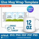 11lz, 12lz, 15lz Mug Template Set, Mug Full Wrap Template, Thermal Transfer Mug Template, Mug Press, Mug Template Svg, dxf, png, Canva Editable