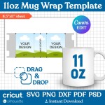 11lz, 12lz, 15lz Mug Template Set, Mug Full Wrap Template, Thermal Transfer Mug Template, Mug Press, Mug Template Svg, dxf, png, Canva Editable