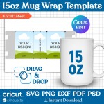 11lz, 12lz, 15lz Mug Template Set, Mug Full Wrap Template, Thermal Transfer Mug Template, Mug Press, Mug Template Svg, dxf, png, Canva Editable